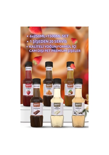 Saphori 6 Lı Aromalı Kokteyl Şurubu Kahve Şurubu Seti 6 X 250 Ml