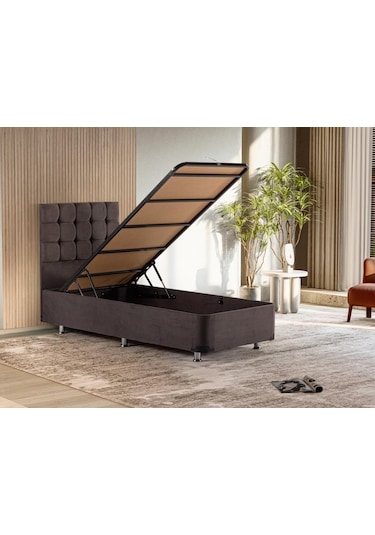 Niron Rama Füme Baza Ve Başlık Seti, Tek Kişilik 90x200 cm Baza V