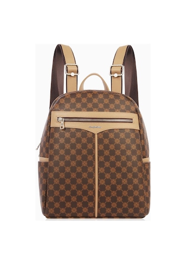 Cengiz Pakel Monogram Kullanışlıkadın Sırt Çantası - 7368p - Kahve/toprak Çok renkli