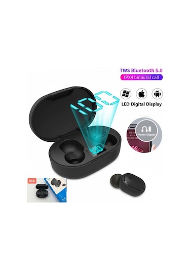 E6S True Kablosuz Kulaklık Dijital Göstergeli Bluetooth Kulaklık