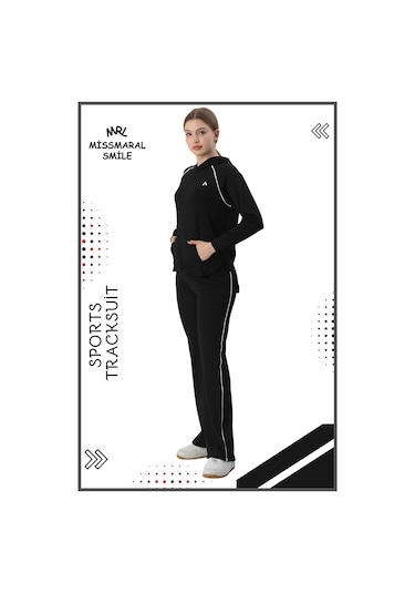 Kadın Spor Eşofman Takım İspanyol Paça Çift Cepli Alt &kapüşonlu Kanguru Cepli Üst Siyah Byz 3053 Siyah Kadın Spor Eşofman Takım İspanyol Paça Çift Cepli Alt &kapüşonlu Kanguru Cepli Üst Siyah Byz 3053 Siyah