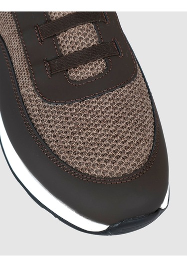 Cabani Bej Örgü Dokulu Konfor Sneaker Siyah - Neon Yeşil