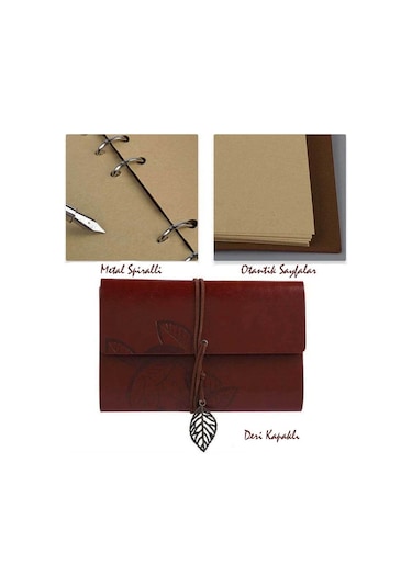 Kişiye Özel Kutulu Divit Kalem Ve Deri Kaplı Anı Defteri Kahverengi