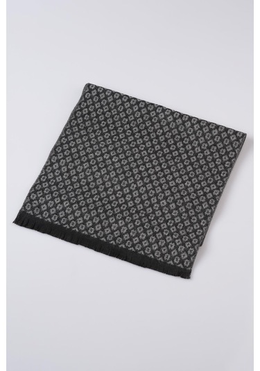 İnce Dokulu Desenli Viskon Şal Kaşkol Atkı Antrasit