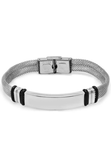 Tamamı Saf Çelik Gümüş Renk Hasır Hafif Kordonlu Bileklik 22 Cm Gümüş