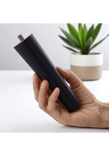 8 Adet Ahşap Ayak 15 Cm Siyah M8 Civatalı Bağlantı Aparatlı Dolap Mobilya Koltuk Kanepe Destek Ayağı Ayakları Siyah