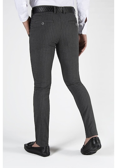Terapi Men Erkek Antrasit Slim Fit Dik Çizgili Keten Pantolon Çok Renkli3