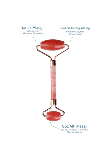 Seay Çilek Kuvars Taşı Face Roller Ve Gua Sha Yüz Masaj Aleti