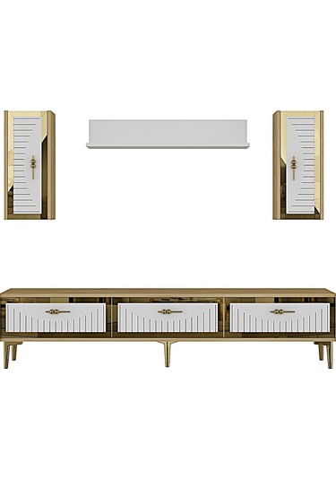 Tvr1801db - Tuna Tv Ünitesi Safirmeşe-beyaz Gold 180cm Safirmeşe - Beyaz