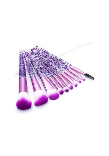 Makyaj Fırçası Seti Seyahat Makyaj Fırçaları Allık Fırçası Kristal Makyaj Fırçaları Mor Makyaj Fırçaları Simli Makyaj Fırçaları Mor