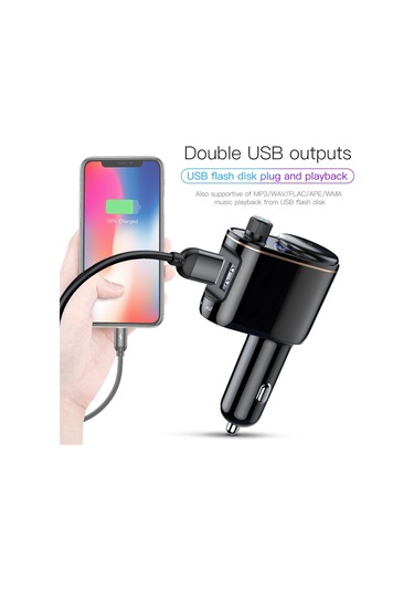 Baseus Araba Kablosuz Bluetooth V4.2 Fm Verici Mp3 Çalar 3.4a Çift Usb Araç Şarj Cihazı, U-disk Ve Eller Serbest Arama Desteği Siyah