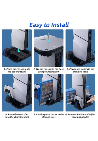 Ps5 Slim Multi Fonksiyonlu Fanlı Şarj Stand