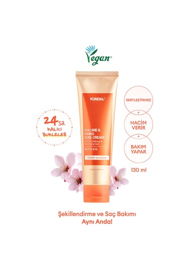 Bukle Belirginleştirici Durulanmayan Saç Kremi Kundal Volume & Fixing Curl Cream Cherry Blossom 96889778