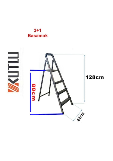 Kutlu Dayanıklı 3+1 Metal Basamaklı Merdiven