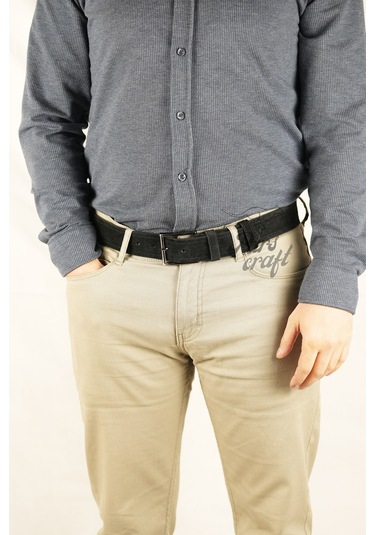 Hakiki Süet Deri Erkek Kemer Siyah 4 Cm Siyah