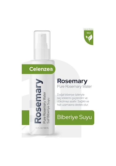 Celenzea Saf Biberiye Suyu Hızlı Saç Uzatma & Dökülme Karşıtı %100 Saf Doğal Rosemary Water 100 ML