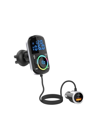 Cbtx Bluetooth Araç Fm Verici Ses Adaptörü Alıcı Pd Ve Qc3.0 Bluetooth Araç Adaptörü Renkli Led Arkadan Aydınlatmalı