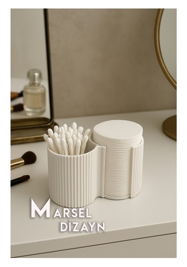 Modern Ve Şık Makyaj Organizeri - 2 Bölmeli - Beyaz Beyaz