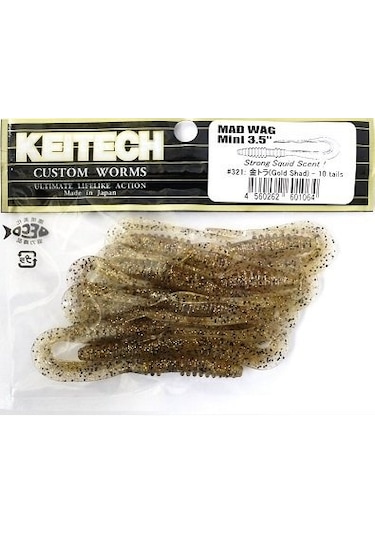 Keitech Mad Wag Mini 8.9cm (3.5") #321 Gold Shad Kokulu Silikon Kurt