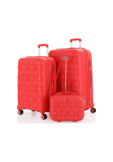 Mçs Polipropilen 3lü Valiz Seti Büyük & Orta & Makyaj V376 S23sy1000051-set 00004 Kırmızı