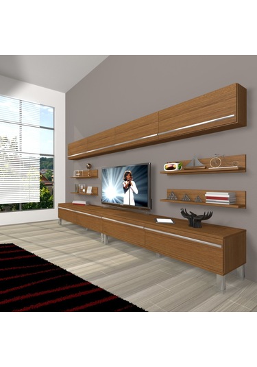 Decoraktiv Eko 360y Mdf Krom Ayaklı Tv Ünitesi Tv Sehpası Ceviz