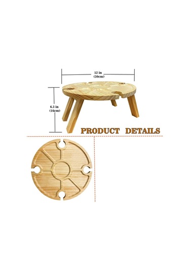 Dolıty Mini Piknik Masası Şarap Cam Tutucu Ile Ahşap Aperatif Gosterildigi Gibi Çok Renkli