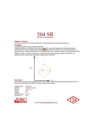 Eray Aydınlatma 504 Sarı Led Avize