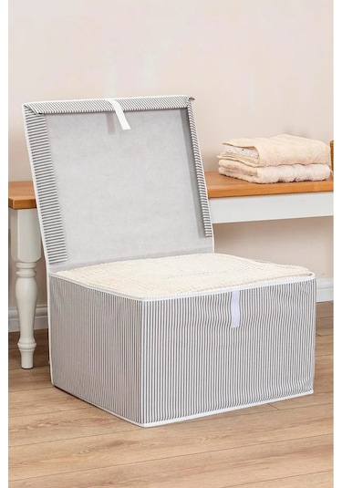 3 Adet Çok Amaçlı Kutu Maxi Boy Tela 50 40 30 Cm Gri-beyaz