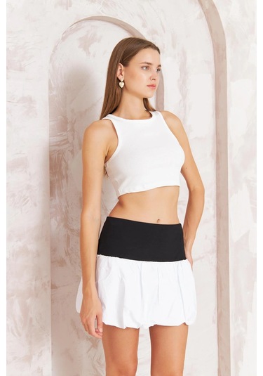 Kadın Beyaz Mini Balon Etek Dm2038 Beyaz