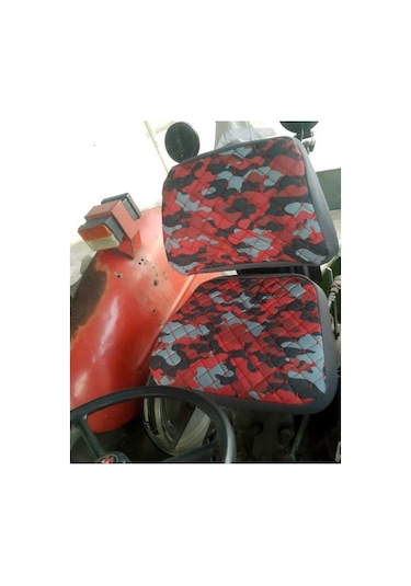 Traktör Koltuk Kılıfı - Kolçaksız - Kırmızı Kamuflaj - Bb-374