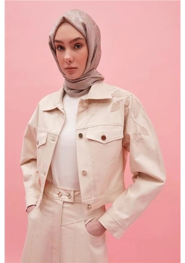 Armine Nakışlı Natural Denim Ceket 25y5902 Naturel Krem