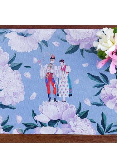 Blue - White Rose Kumaş Amerikan Servis 4'lü Set - 35x50 Keten, Ulusl.yıkama Ve Solmama Sertifikası Çok Renkli