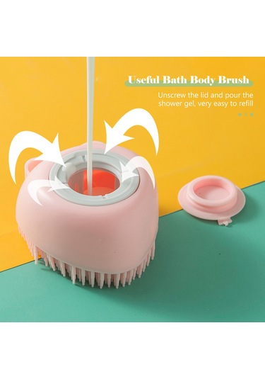 Padalink Kedi Köpek Yumuşak Silikon Duş Fırçası - Sabun Dağıtıcı İle Masaj Ve Temizlik Sarı