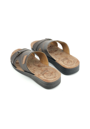 Gezer Erkek Yazlık Pu Taban Suni Deri Koleksiyon Rahat Taban Günlük Terlik Kahve