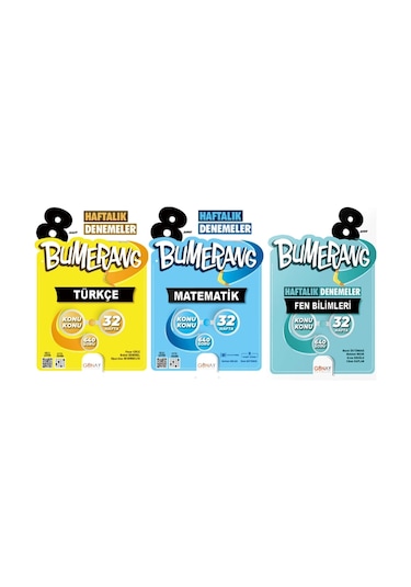 Günay Yayınları 8.sınıf Bumerang 32 Haftalık Türkçe - Matematik - Fen Bilimleri Denemeleri 3 Kitap