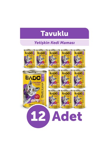 Bado Yetişkin Yaş Kedi Maması Tavuk Etli 400gr 12'li