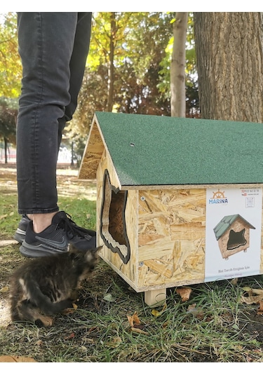 Suya Dayanıklı Kaliteli Ahşap Kedi Kulubesi