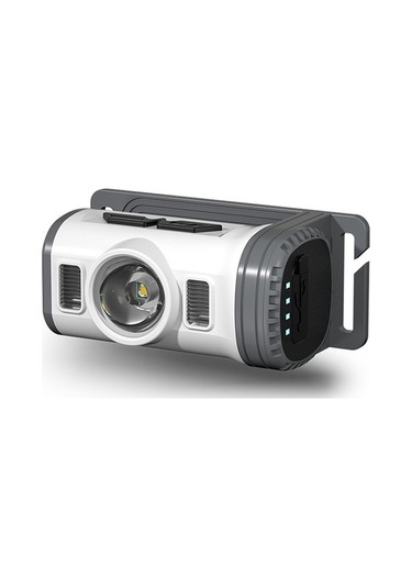 Ebitda Şarj Edilebilir Kırmızı-mavi Uyarı Farı Led Kafa Feneri - Taşınabilir Klipsli Ş Gri-beyaz Gri - Beyaz