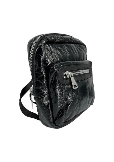 Sentt Parlak Deri Çift Fermuarlı Çanta