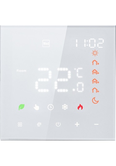 Kangvka Beyaz Su Isıtma Akıllı Termostat, Tuya App İle Programlanabilir, Dokunmatik Ekran, Ses Kontrolü, 3a Yük Kapasitesi, 5-70 C Aralığı