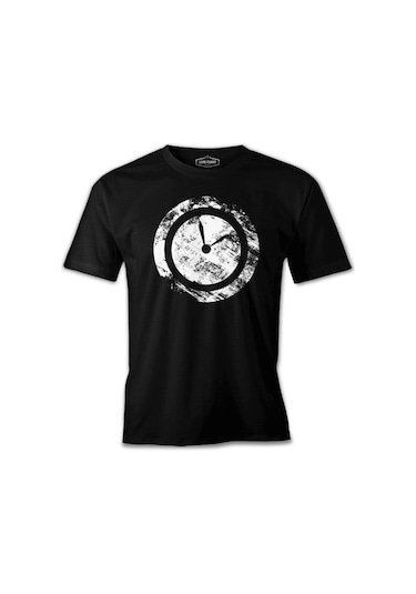 Vintage Saat Siyah Erkek Tshirt