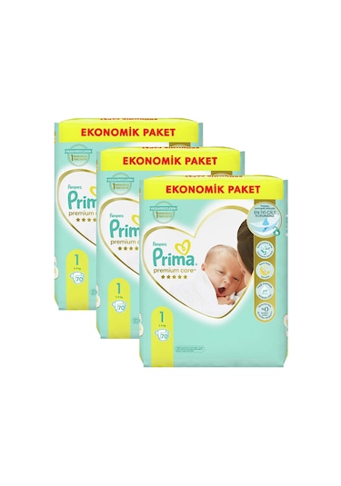 Prima Bebek Bezi Premium Care 1 Numara Yenidoğan Aylık Fırsat Paket 210’lu 3'lü