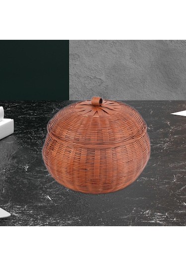 Suntek El Dokuma Balkabağı FYuvarlak Rattan Saklama Kutusu