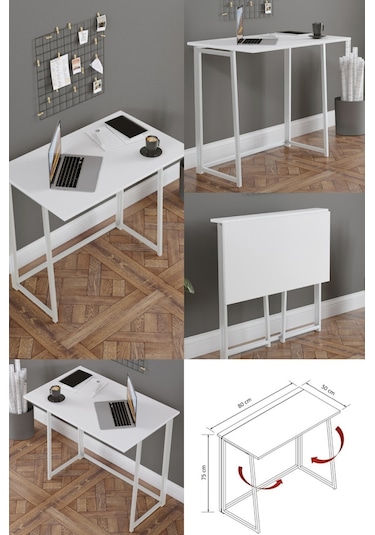 Fahrettin Küçük Work Katlanabilir Çalışma Masası Bilgisayar Masası Çizim Masası Work001 50 x 80 Beyaz67
