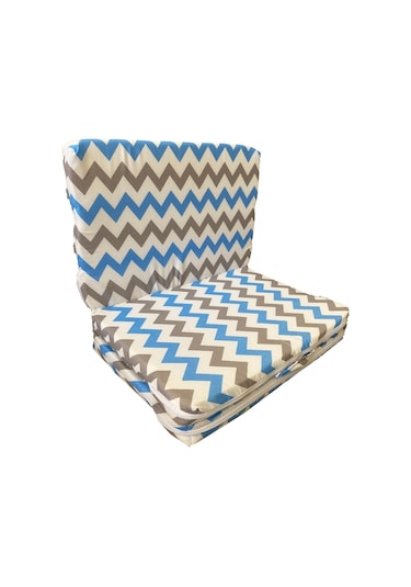 Katlanır Çocuk Yatağı Sünger Yatak Çocuk Oyun Minderi 60x120-4 Cm Mavi-gri Zikzak