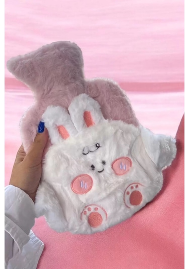 Caş Dekorasyon Pembe Renk Tavşan Figürlü Peluş Su Torbası