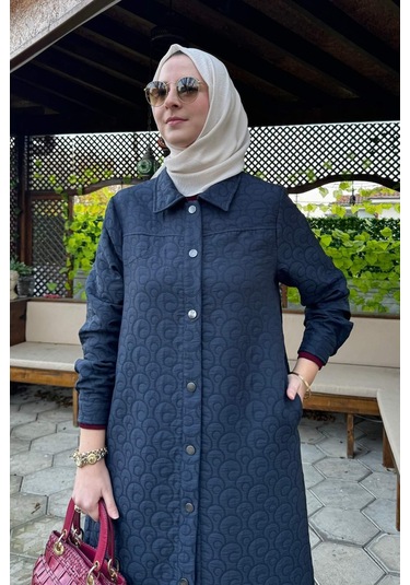 Rabia Şamlı Kapitone Kap Lacivert Çok Renkli