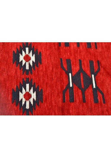 Etnik Motifli Otantik Dekoratif Kilim Desenli Halı 80cmx125cm M1 Kırmızı - Siyah