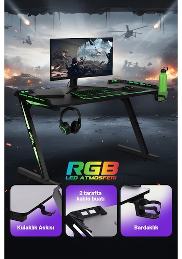 Drift Gaming Aura Rgb Ledli Oyuncu Masası Siyah