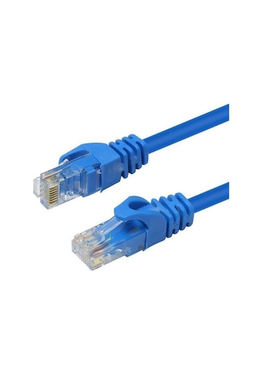 Koodmax 20m Cat6 Kablo Ethernet Internet Network Ağ Patch Kablosu Fabrikasyon Presli Mavi - 20 Metre